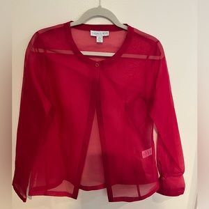 Red sheer long sleeve blouse size 4